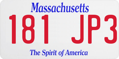 MA license plate 181JP3