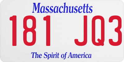MA license plate 181JQ3