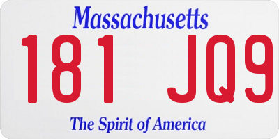 MA license plate 181JQ9