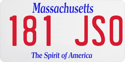 MA license plate 181JS0