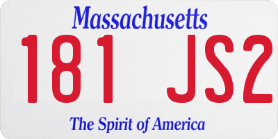 MA license plate 181JS2