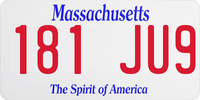MA license plate 181JU9
