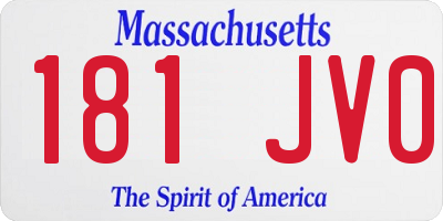 MA license plate 181JV0