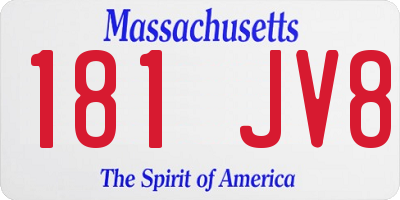 MA license plate 181JV8