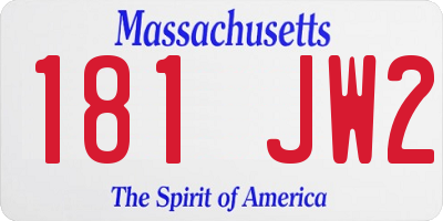 MA license plate 181JW2