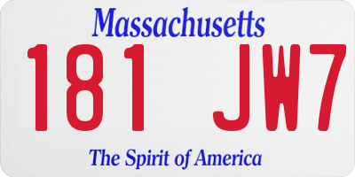 MA license plate 181JW7