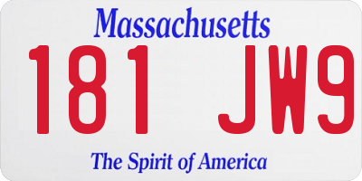 MA license plate 181JW9