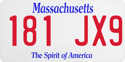 MA license plate 181JX9