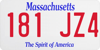MA license plate 181JZ4