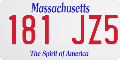 MA license plate 181JZ5