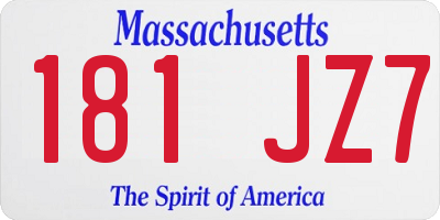 MA license plate 181JZ7