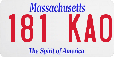 MA license plate 181KA0