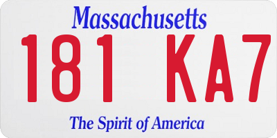 MA license plate 181KA7