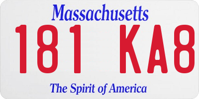 MA license plate 181KA8