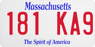 MA license plate 181KA9