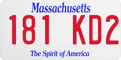 MA license plate 181KD2