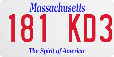 MA license plate 181KD3