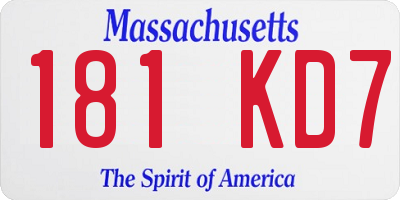 MA license plate 181KD7
