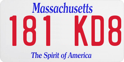 MA license plate 181KD8