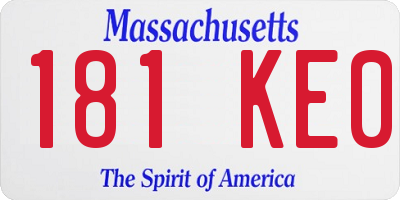 MA license plate 181KE0