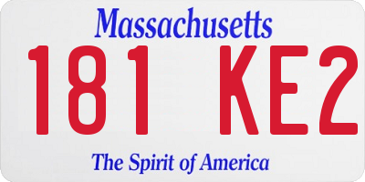 MA license plate 181KE2