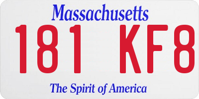 MA license plate 181KF8