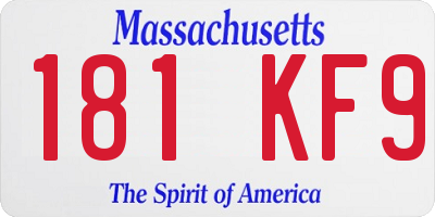 MA license plate 181KF9