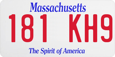 MA license plate 181KH9