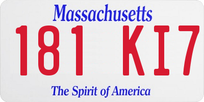 MA license plate 181KI7