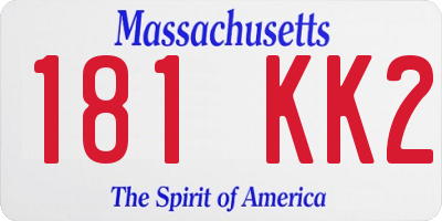MA license plate 181KK2
