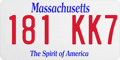 MA license plate 181KK7