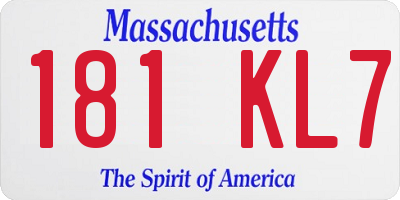 MA license plate 181KL7