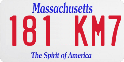 MA license plate 181KM7