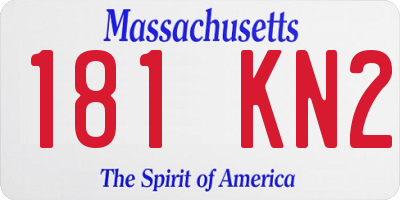MA license plate 181KN2