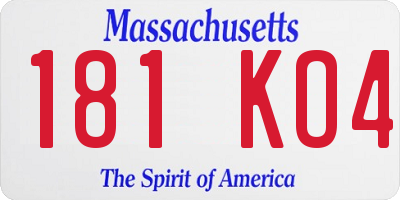 MA license plate 181KO4