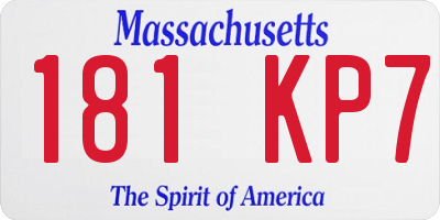 MA license plate 181KP7