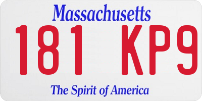 MA license plate 181KP9