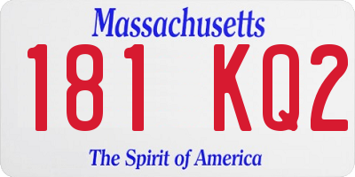 MA license plate 181KQ2