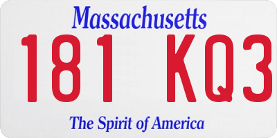 MA license plate 181KQ3