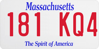 MA license plate 181KQ4