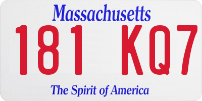 MA license plate 181KQ7