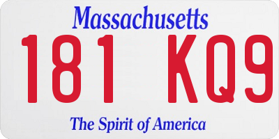 MA license plate 181KQ9