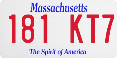 MA license plate 181KT7