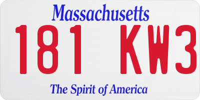 MA license plate 181KW3