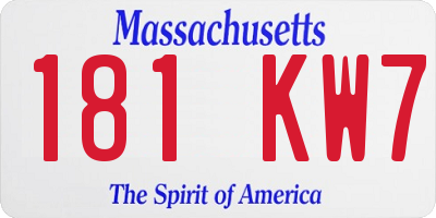 MA license plate 181KW7