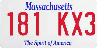 MA license plate 181KX3