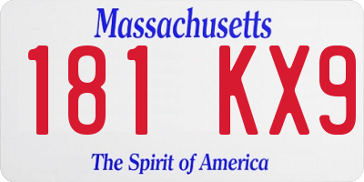 MA license plate 181KX9