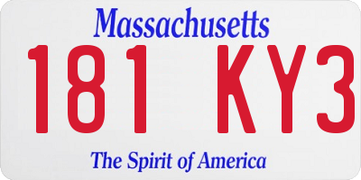 MA license plate 181KY3