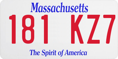 MA license plate 181KZ7