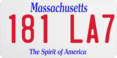 MA license plate 181LA7